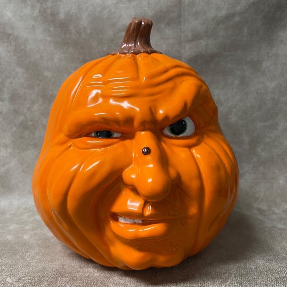 Vintage Scioto Mold Halloween Pumpkin Jack O Lantern Dark Orange